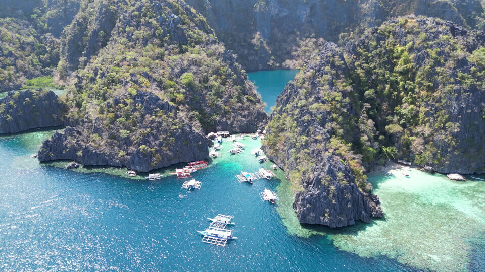Aerial view of Barracuda Lake in Coron, Philippines